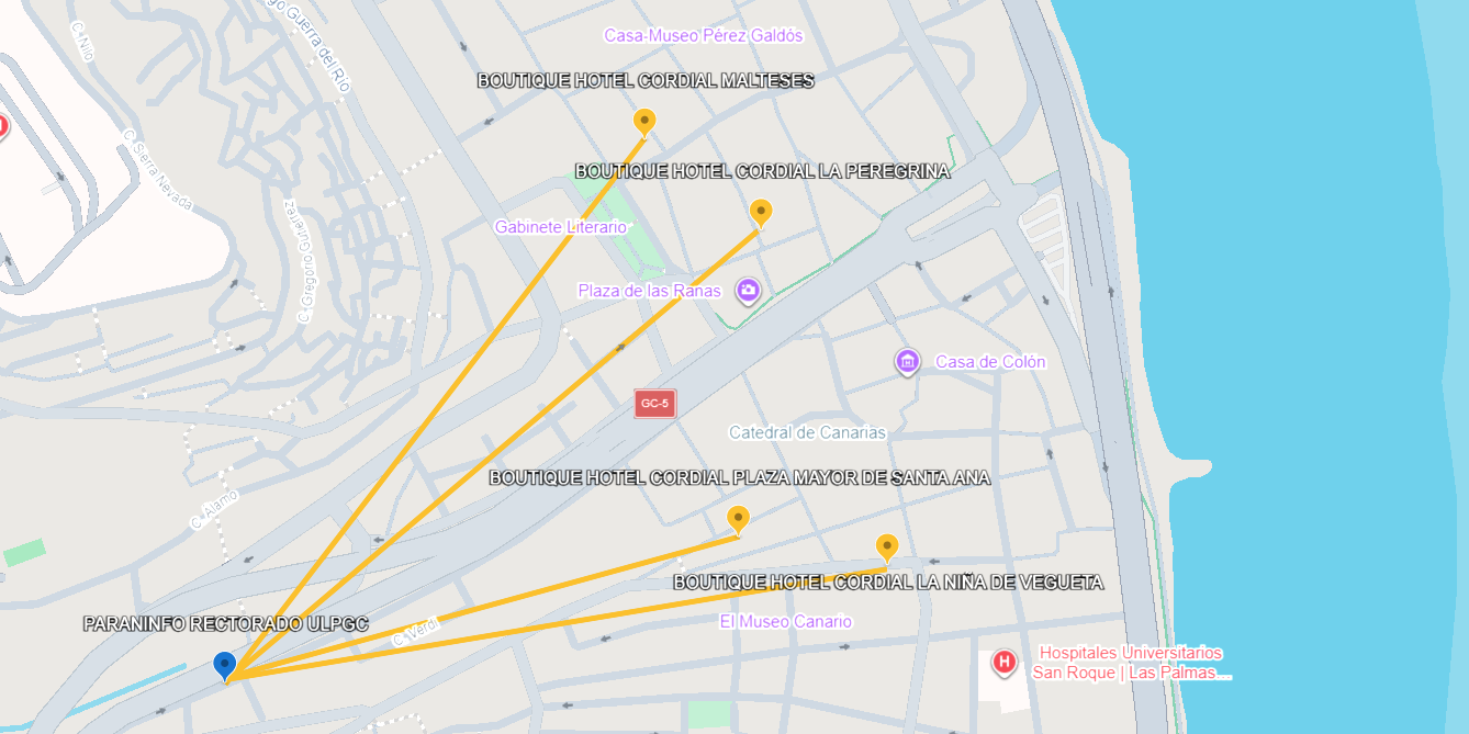 Mapa de ubicación de los alojamientos
